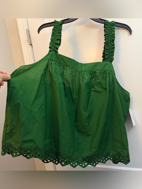 Time and Tru Tops - 3XL Green Eyelet Ruffled Strap Tank Top